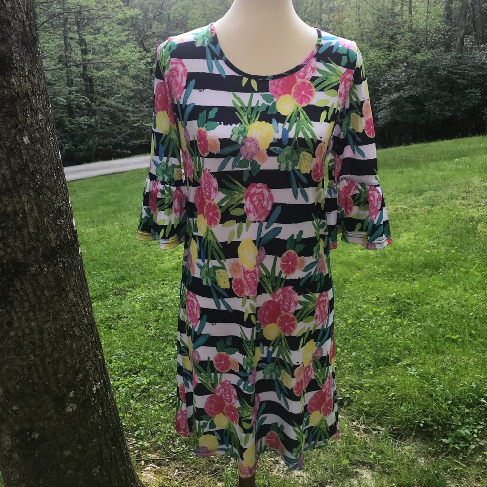 Vera Fishbaugh Fun Floral Dress XS FREE SHIP - Picture 2 of 7